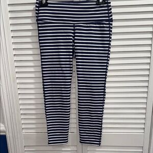 Athleta Navy and White Striped Leggings